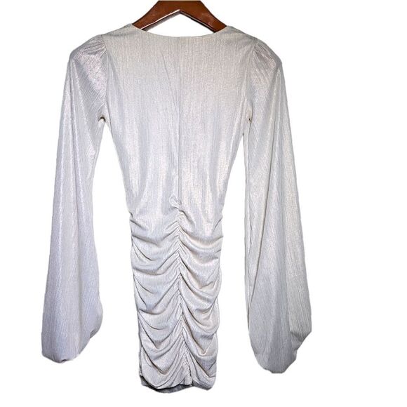 Lucy‎ in the Sky Cream Ruched Bodycon Long Sleeve Mini Dress Size XSmall - Picture 4 of 11